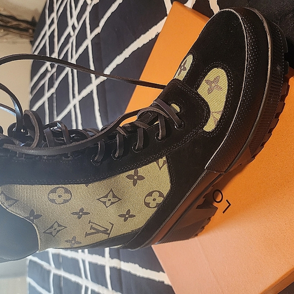 Black and Green Monogram Boots